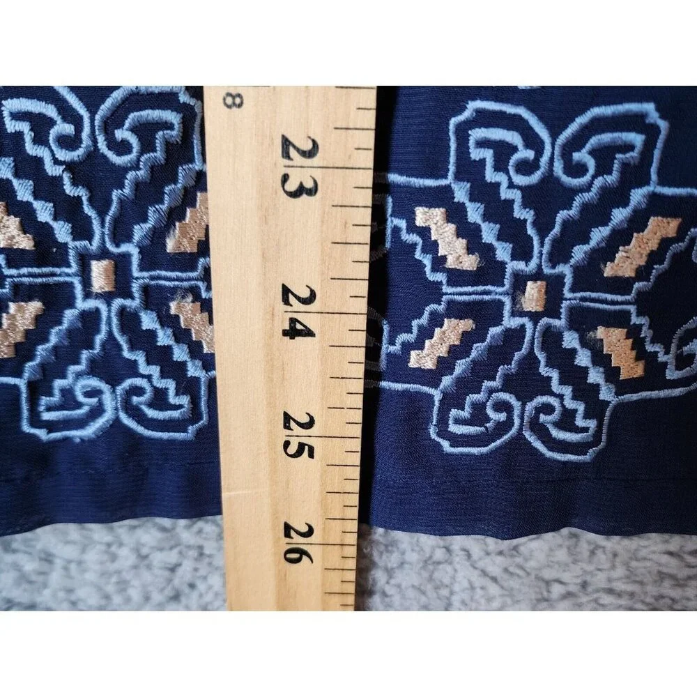 Roper Women's Long Sleeve Semi-Sheer Blouse Top Embroidered Western Blue Size XS